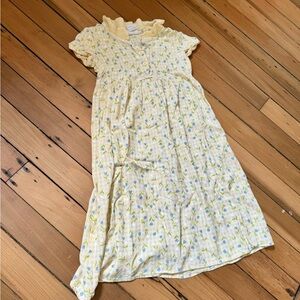 Vintage Yellow Plaid and Floral Dress